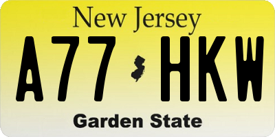 NJ license plate A77HKW