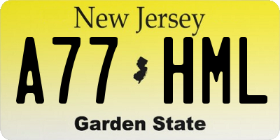 NJ license plate A77HML