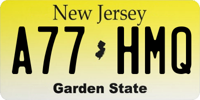 NJ license plate A77HMQ