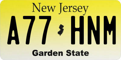 NJ license plate A77HNM