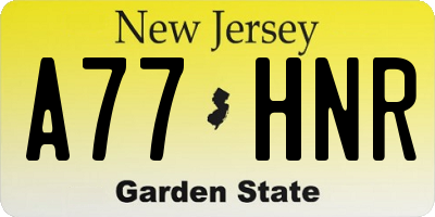NJ license plate A77HNR