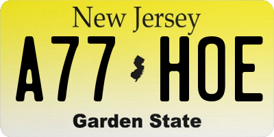 NJ license plate A77HOE
