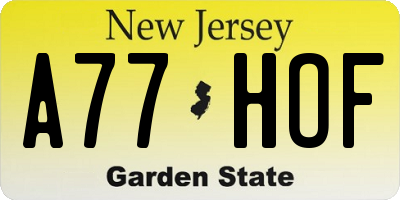 NJ license plate A77HOF