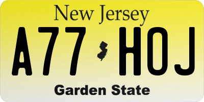 NJ license plate A77HOJ