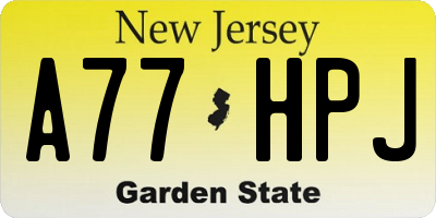 NJ license plate A77HPJ
