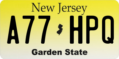 NJ license plate A77HPQ