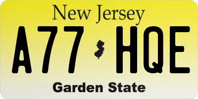 NJ license plate A77HQE