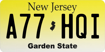 NJ license plate A77HQI
