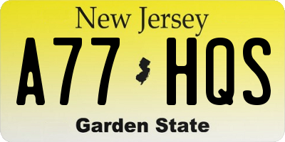 NJ license plate A77HQS