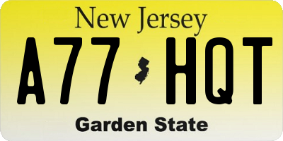 NJ license plate A77HQT