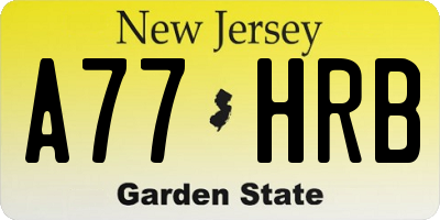 NJ license plate A77HRB