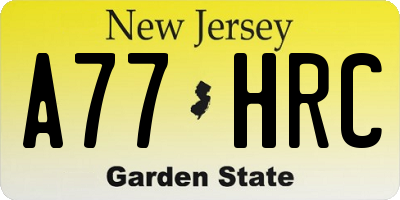NJ license plate A77HRC