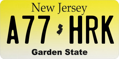 NJ license plate A77HRK