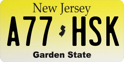 NJ license plate A77HSK