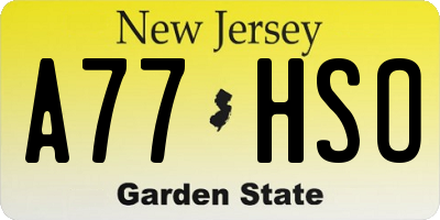 NJ license plate A77HSO