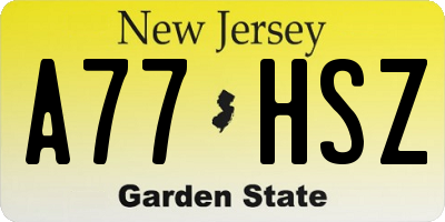NJ license plate A77HSZ