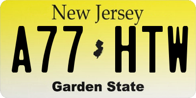 NJ license plate A77HTW