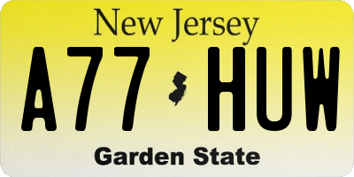 NJ license plate A77HUW