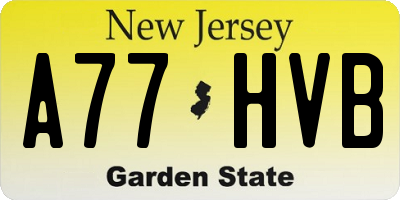 NJ license plate A77HVB