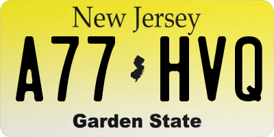 NJ license plate A77HVQ