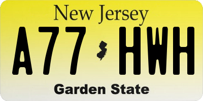 NJ license plate A77HWH