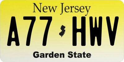 NJ license plate A77HWV