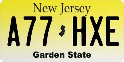 NJ license plate A77HXE