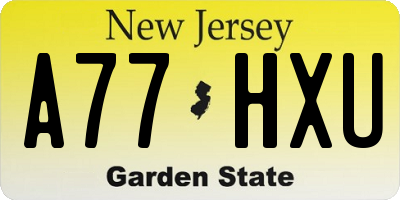NJ license plate A77HXU