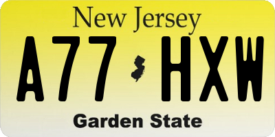 NJ license plate A77HXW