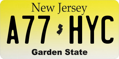 NJ license plate A77HYC