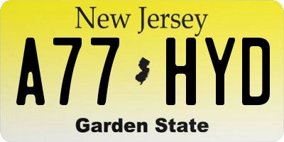 NJ license plate A77HYD