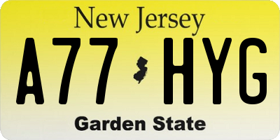 NJ license plate A77HYG