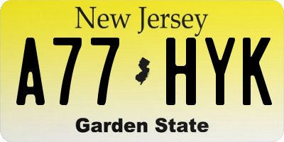 NJ license plate A77HYK