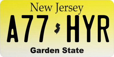 NJ license plate A77HYR
