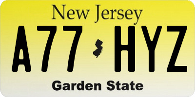 NJ license plate A77HYZ