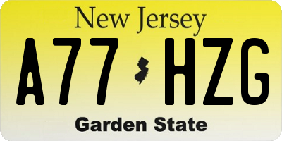 NJ license plate A77HZG