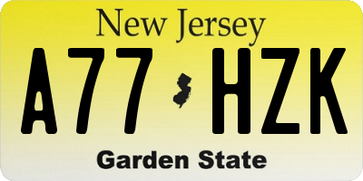 NJ license plate A77HZK