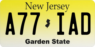 NJ license plate A77IAD