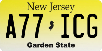 NJ license plate A77ICG