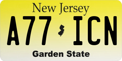 NJ license plate A77ICN