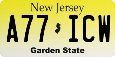NJ license plate A77ICW