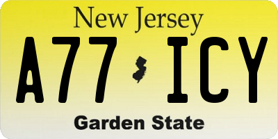 NJ license plate A77ICY