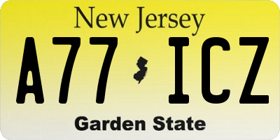 NJ license plate A77ICZ