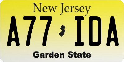 NJ license plate A77IDA
