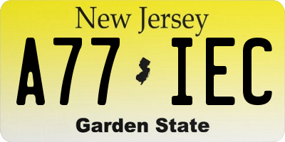 NJ license plate A77IEC