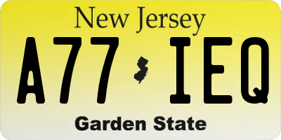 NJ license plate A77IEQ