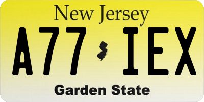 NJ license plate A77IEX