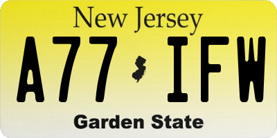 NJ license plate A77IFW