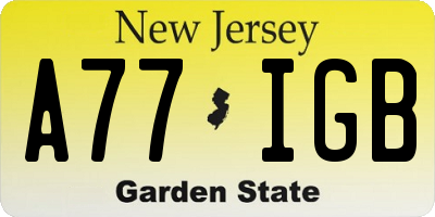 NJ license plate A77IGB