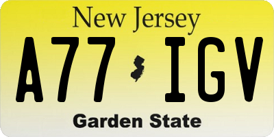 NJ license plate A77IGV
